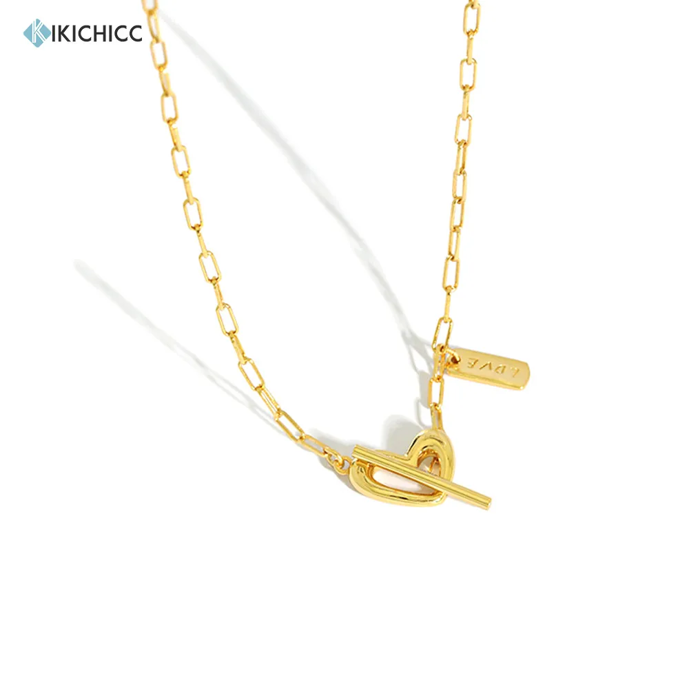 

Kikichicc New 925 Sterling Silver Thick Heart Pendant Luxury Chain Necklace Special Wedding Party Collar Simple Fashion Women