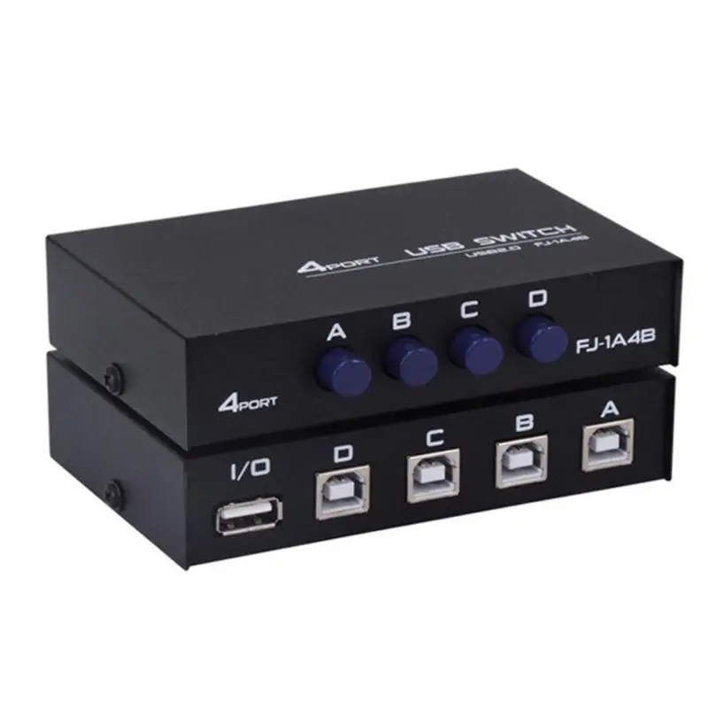 USB 2,0 4 порта распределительный Переключатель Селектор адаптер Коробка концентратор переключатель адаптер для ПК сканер для ПК Сканер Принтер 4 в 1 выход