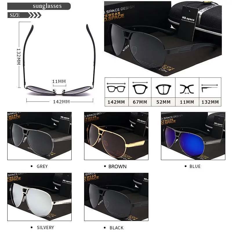 Поляризованные солнцезащитные очки HDclear для мужчин вождения рыбалки пилота UV400