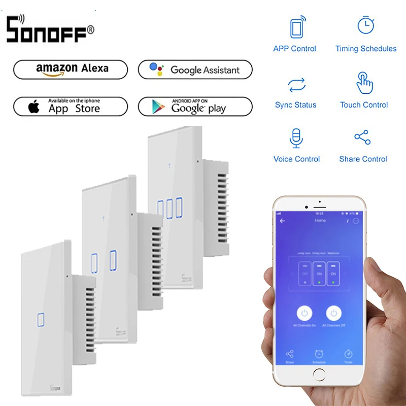 Настенный сенсорный светильник ель света Sonoff T1/ 2SmartWifi 1/2/3 кнопочный сенсорный/Wi