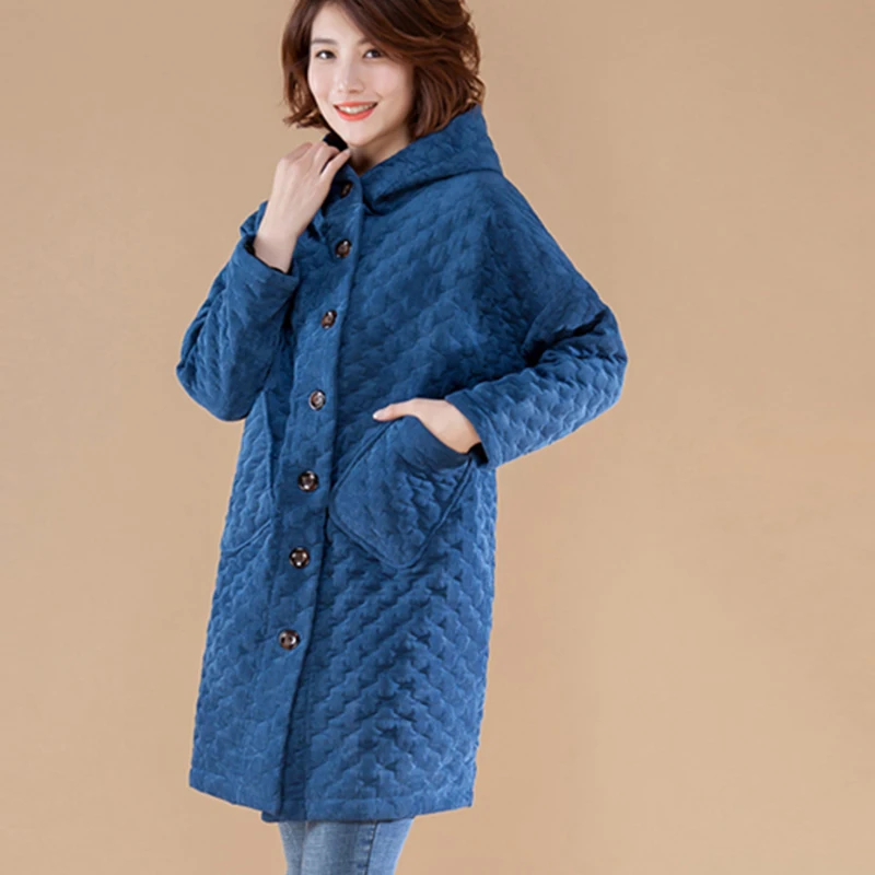 Женская Вельветовая парка с капюшоном однобортная однотонная облегающая