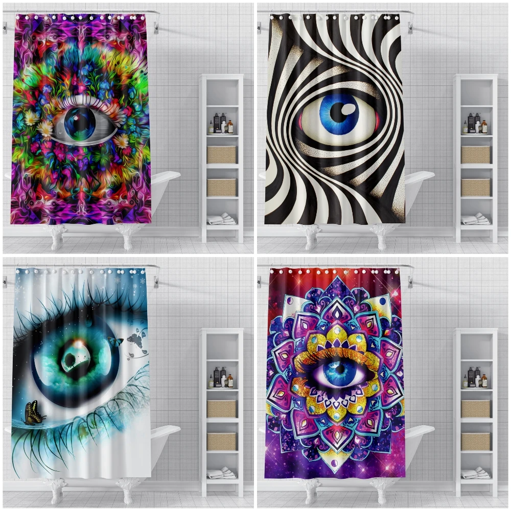 Psychedelic Eye Shower Curtain Waterproof Abstract Pattern Bathroom Curtains Polyester Bath Curtains With Hooks  - buy with discount