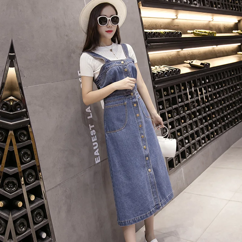 Женское джинсовое платье без рукавов облегающий однобортный сарафан на тонких