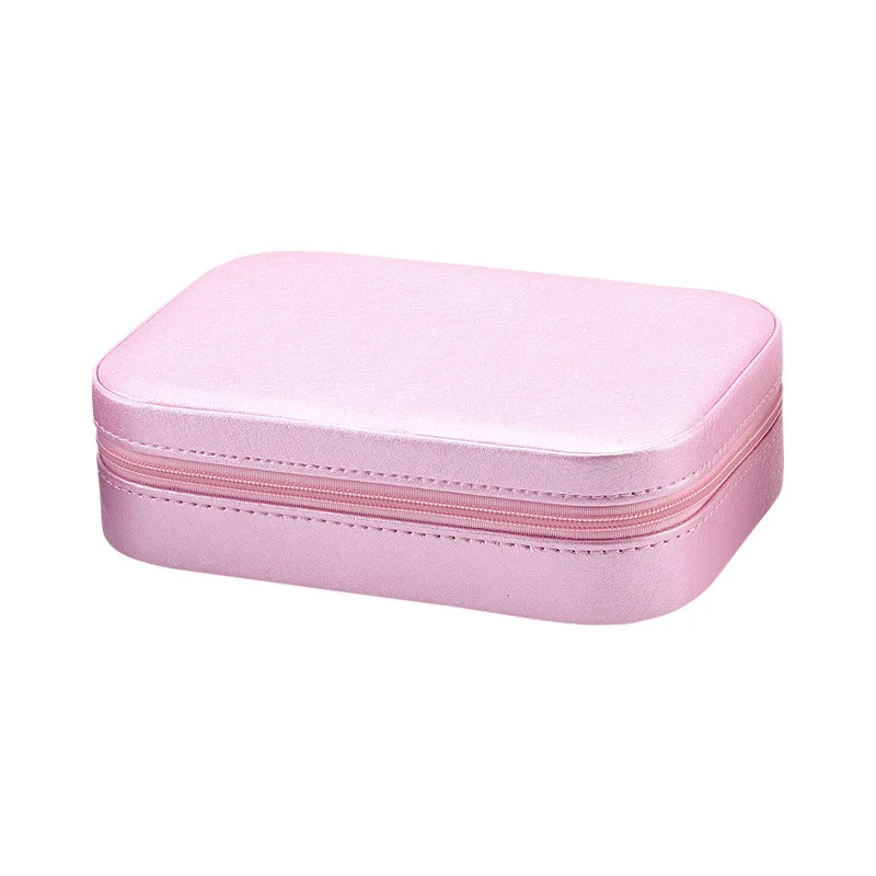 Fine Pink Jewlery Box Ring Earring Pendants Multifunction Double Layer Jewelry Packaging Cute Romantic Zipper Jewelry Organizer