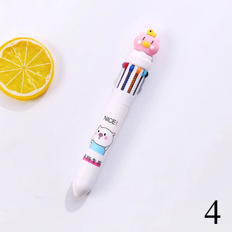 7 10 цветов милый кролик шариковая ручка Kawaii разноцветная шариковая ручка мультяшная ручка с динозавром для детей Подарки для девочек школьные канцелярские принадлежности - Цвет: 7