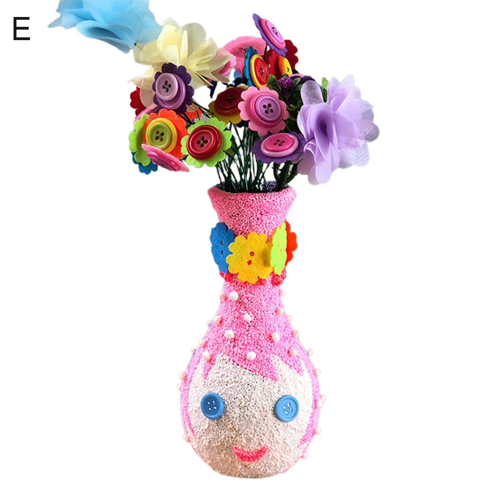 

Children DIY Handmade Creative Practical Attractive Interesting Button Bouquet Vase Handcraft Toys Ornamnet Christmas Gift