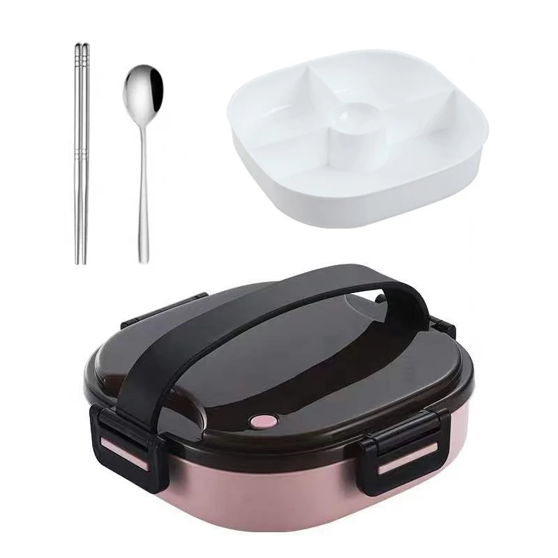 Pink-Plastic TUUTH нержавеющая сталь PP Ланч-бокс микроволновая печь отдельный Bento box Ручка Портативный контейнер для еды школьный офис - Цвет: Pink-Plastic