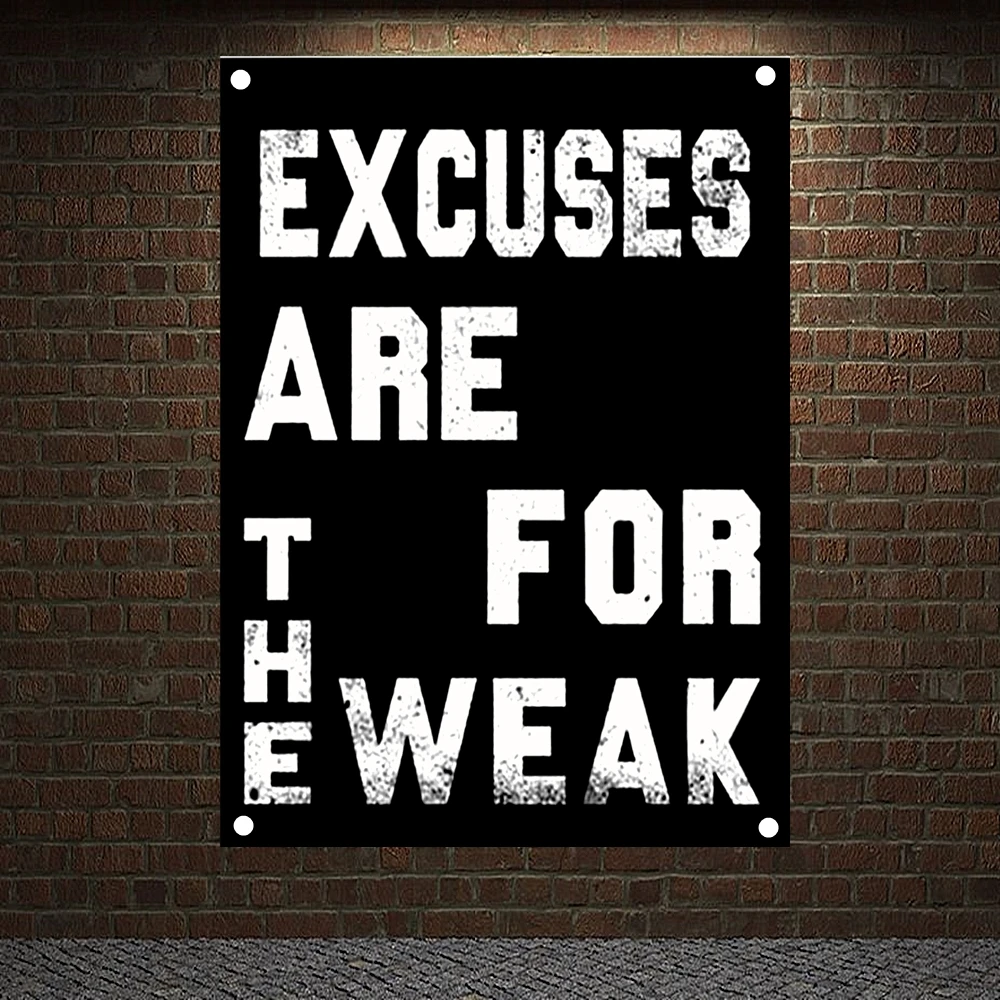 

EXCUSES ARE THE FOR WEAK Vintage Exercise Fitness Banners Flags Canvas Print Art Sports Inspirational Posters Gym Wall Decor