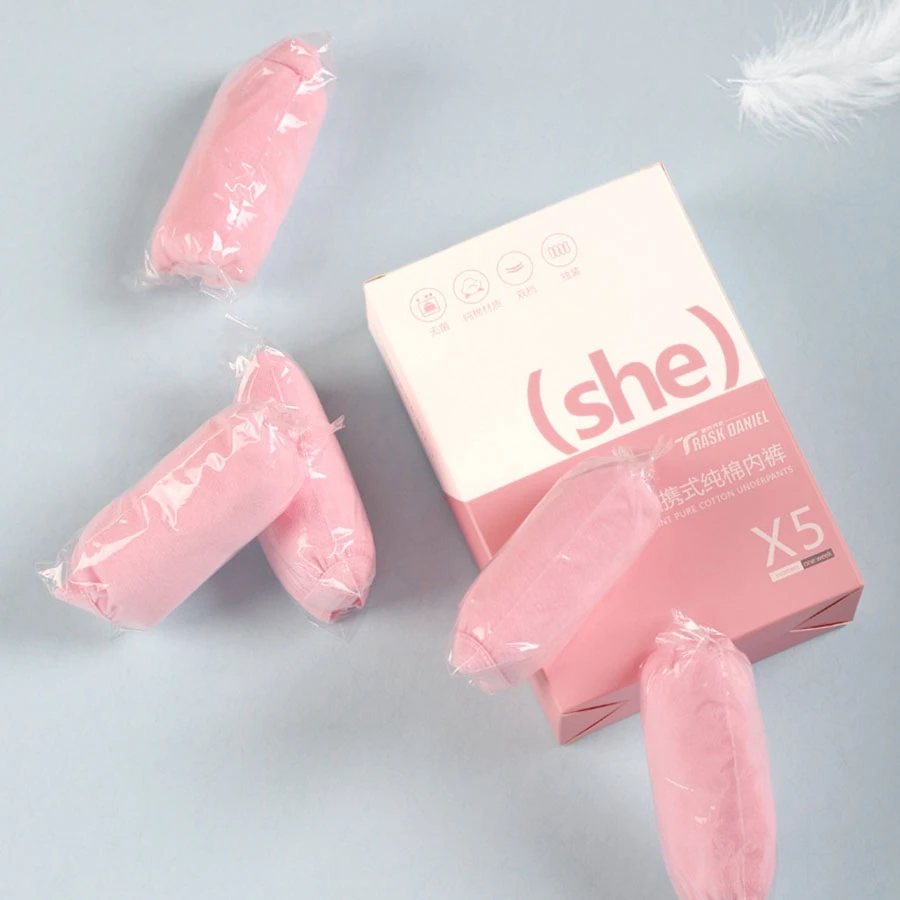 

4 Boxes (20 Pieces) Disposable Ladies Home Travel Underwear Cotton Underwear Pregnant Women Available-Pink