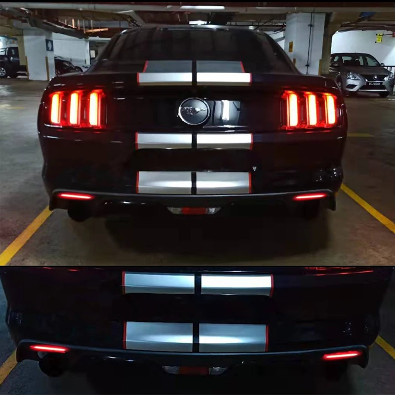 IJDM 3D оптический светодиодный для 15-17 Ford Mustang светодиодный задний Боковой габаритный фонарь и отражатель бампера задние/Тормозные или задние противотуманные фары
