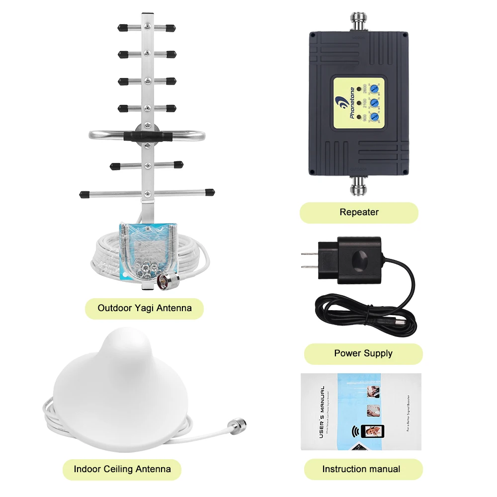 

2g 3g 4g Tri Band Cellular Signal Amplifier 850/1800/2100MHz 2G 3G 4G GSM Repeater WCDMA 4G Network Booster Cellular Amplifier