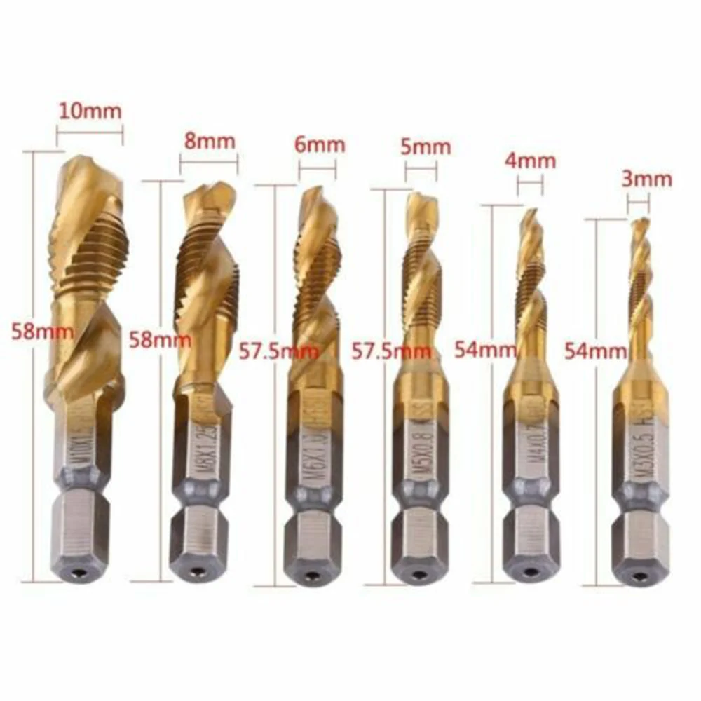 

HSS Hex Combination Tap Drill Bit Countersink Deburr Composite Shank Eool Set