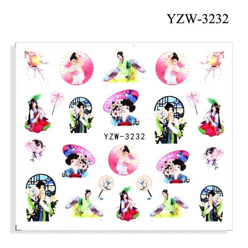 

Ancient Chinese Face Design Water Nail Sticker Fanfu Plum Bossom Decal Sticker Flower Leaf Sliders For Nails Decoration Supplies