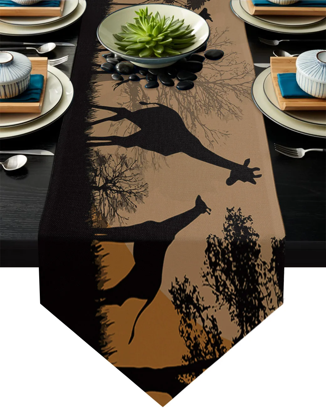 

Prairie Trees And Giraffes Table Runner Home Kitchen Decorative Table Runner for Wedding Party Cake Floral Tablecloth