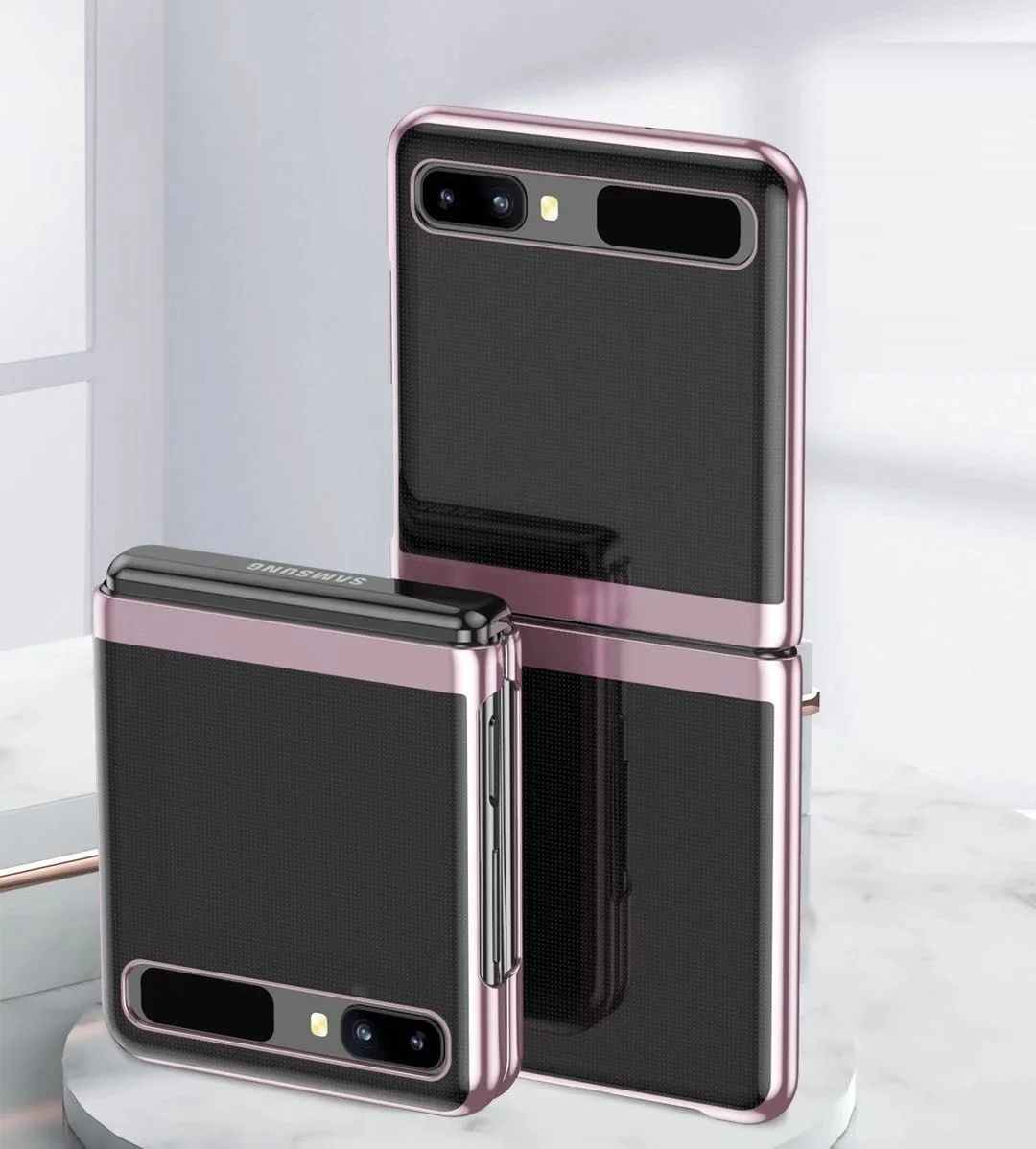 

Transparent Plating Case for Samsung Z Flip 5G Case All-inclusive Explosion Proof Cover Luxury Shell for Samsung Z Flip Case