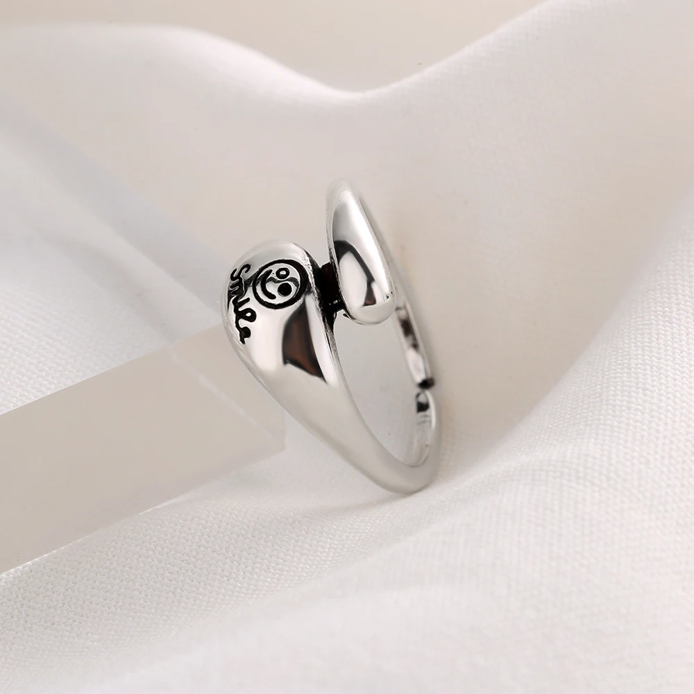 Кольцо с улыбкой из серебра S925 пробы винтажное ювелирное изделие многослойным