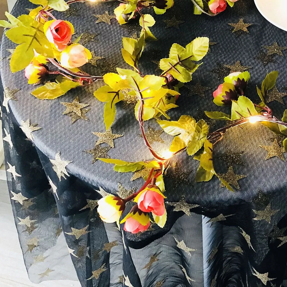 

2.2m Artificial Flower Rose Vine String Lights 30 LED with 42pc Rose Romantic Fairy String Lights for Home Garden Wedding Decor
