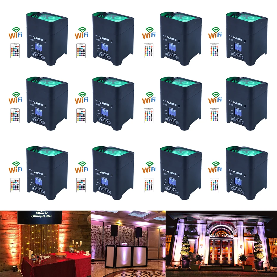 12 шт. беспроводной сценический светильник с аккумулятором Power RGBWA UV 6 в 1