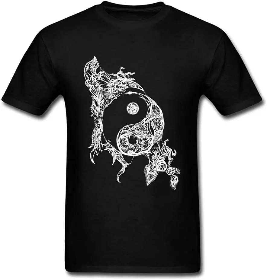 

Yin Yang T Shirt Men T-Shirt Casual Summer/Fall Tops Tees Crewneck Black