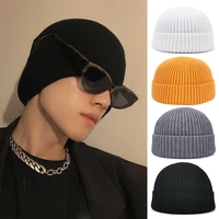 men knitted hats winter warm women beanies caps solid color brimless baggy melon cap outdoor cycling fishing warm hats skullcap