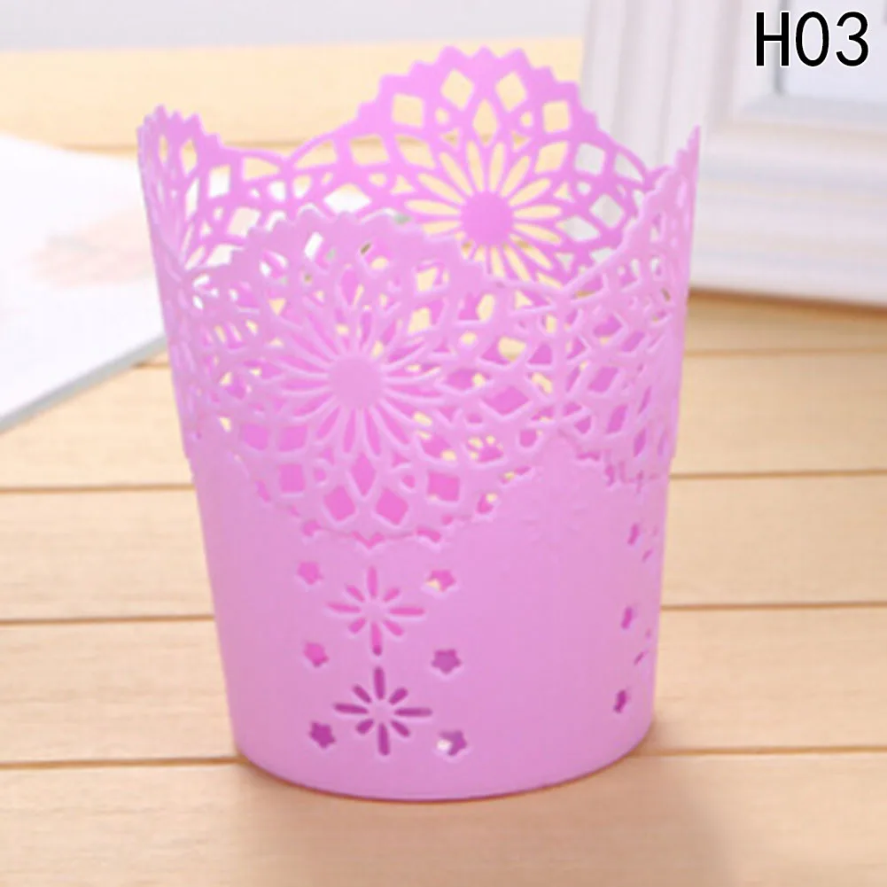 

1 PCS Candy Color Hollow Flower Pencil Holder Plastic Pen Holder Makeup Brush Multifunctional Storage School & Office Stationery