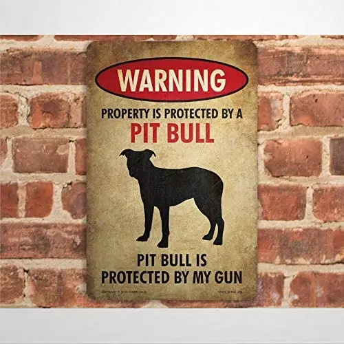

Beware of Pit Bull Funny Metal Sign Metal Signs Wall Decor 8x12 inch