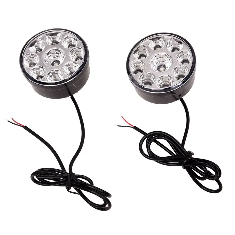 

12V Waterproof Car LED Fog Lights Set DRL Round DRL White
