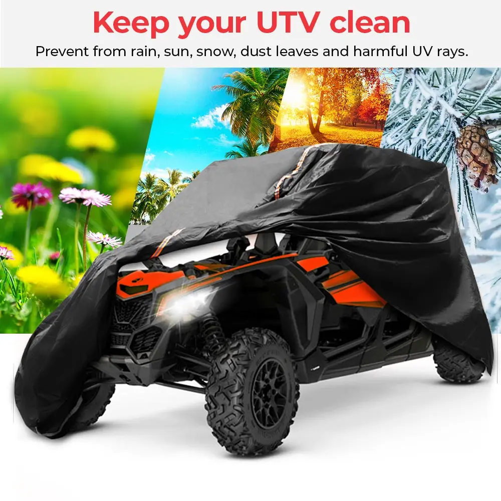 UTV Storage Cover 210D PU 4 Seat X3 Cover UTV Utility Vehicle For Can-Am Maverick X3 Compatible with Polaris RZR 4 XP 1000 900