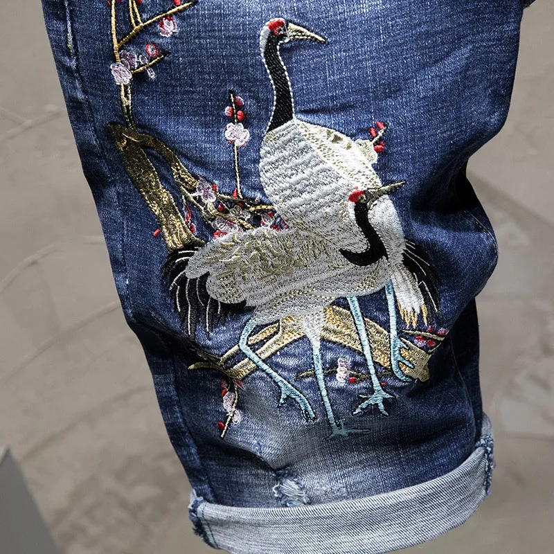 Летние Новые тонкие джинсовые мужские уличные винтажные рваные потертые брюки