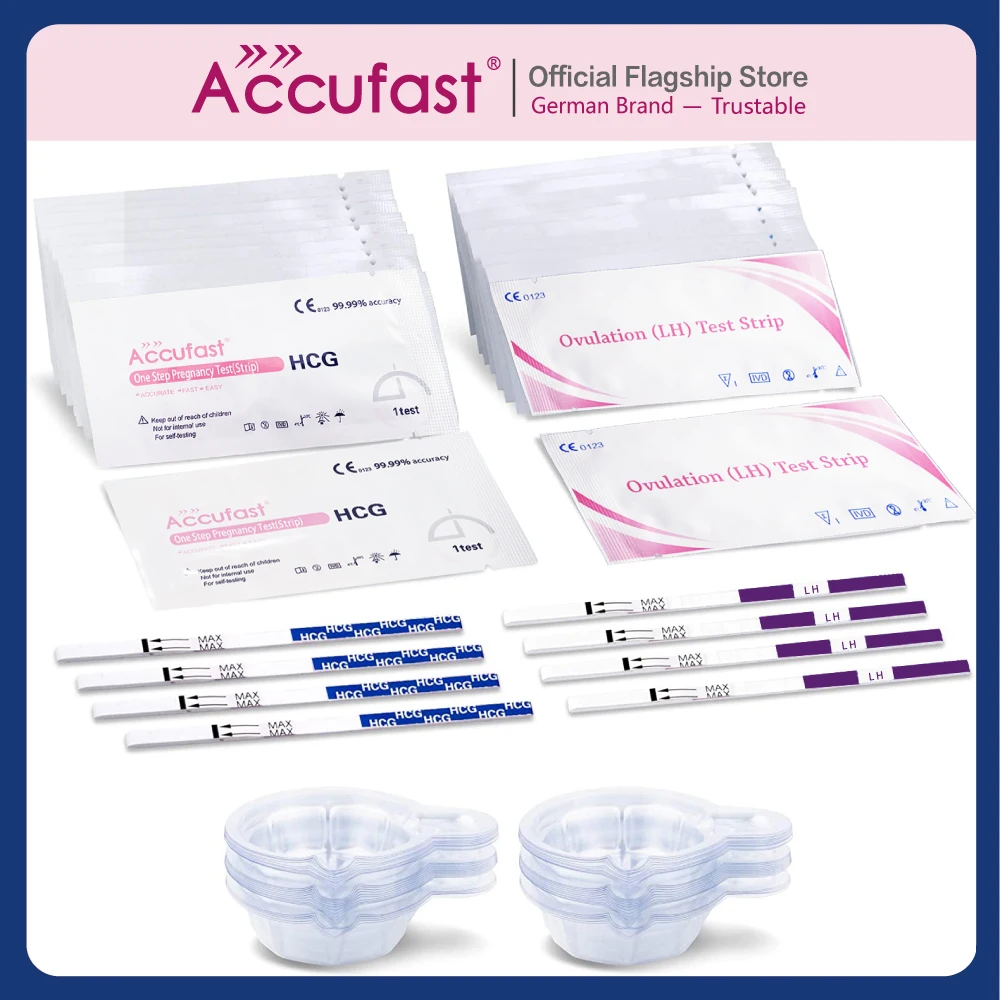 ACCUFAST 50Pcs LH Ovualtion Test Strips + 20Pcs HCG Pregnancy Test Strips Over 99% Accuracy Urine Test Kits Test Strips Suit