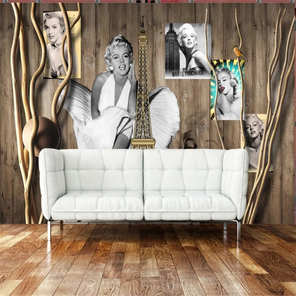 

Custom large 3d wallpaper mural retro nostalgic dead tree monroe bar background wall decoration painting wallpaper mural