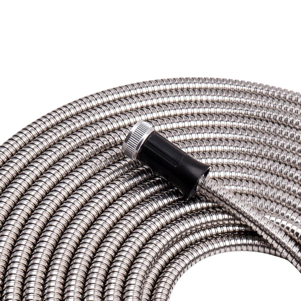 

25-100FT Stainless Steel Lightweight Garden Hose Water Pipe Flexible