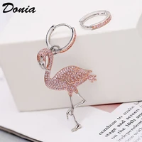 donia jewelry new european and american fashion flamingo copper micro inlaid aaa zircon earrings animal luxury earrings