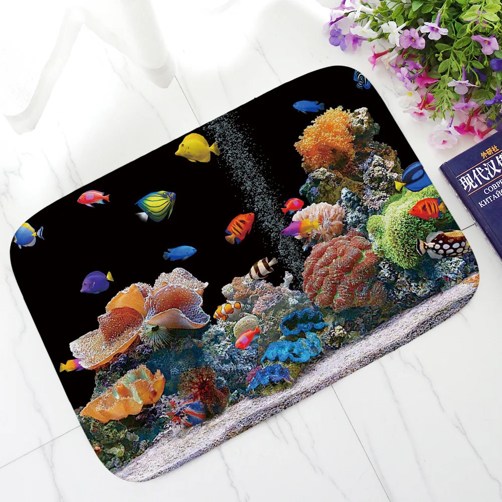 

Printed Underwater World Pattern Doormat Memory Foam Soft Mats for Bedroom Living Room Sofa Home Anti Slip Kitchen Bathroom Mat