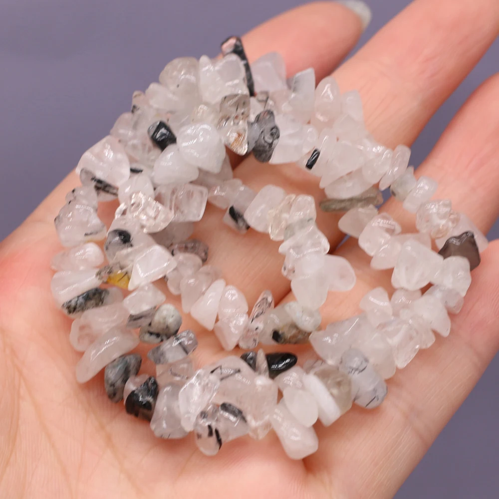 

Natural Semi-precious Good Quality Chip Beads Rutilated Quartz 5-8mm For DIY Necklace Earrings Accessories Gift Length 40cm