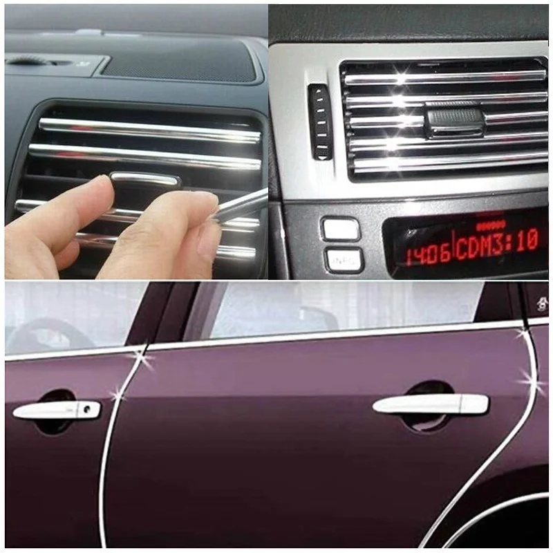 

4M Car Decora U Style DIY Car Interior Air Conditioner Outlet Vent Grille Chrome