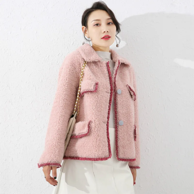 

Female Coat Real Winter Fur Women Clothes 2020 Korean Fashion Elegant Short Wool Jacket Blue Vintage Overcoat Hiver 19072
