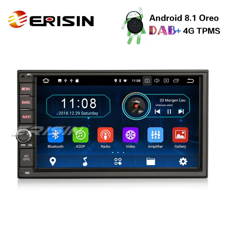 Erisin ES3970U 7 &quotУниверсальный ISO DAB + 4G TPMS DVR Android 8 1 автомобильный радиоприемник gps Sat 4