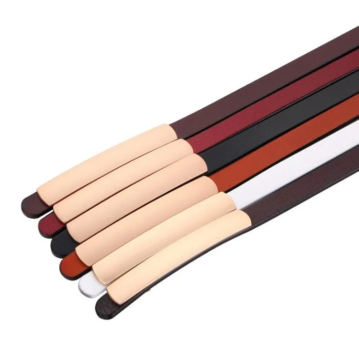 Ремень женский тонкий из натуральной воловьей кожи модный дизайнерский пояс с