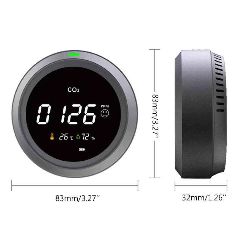 

Portable CO2 PH5 Meter Carbon Dioxide Detector Temperature and Humidity Air Quality Monitor for Indoor Household Office PH5