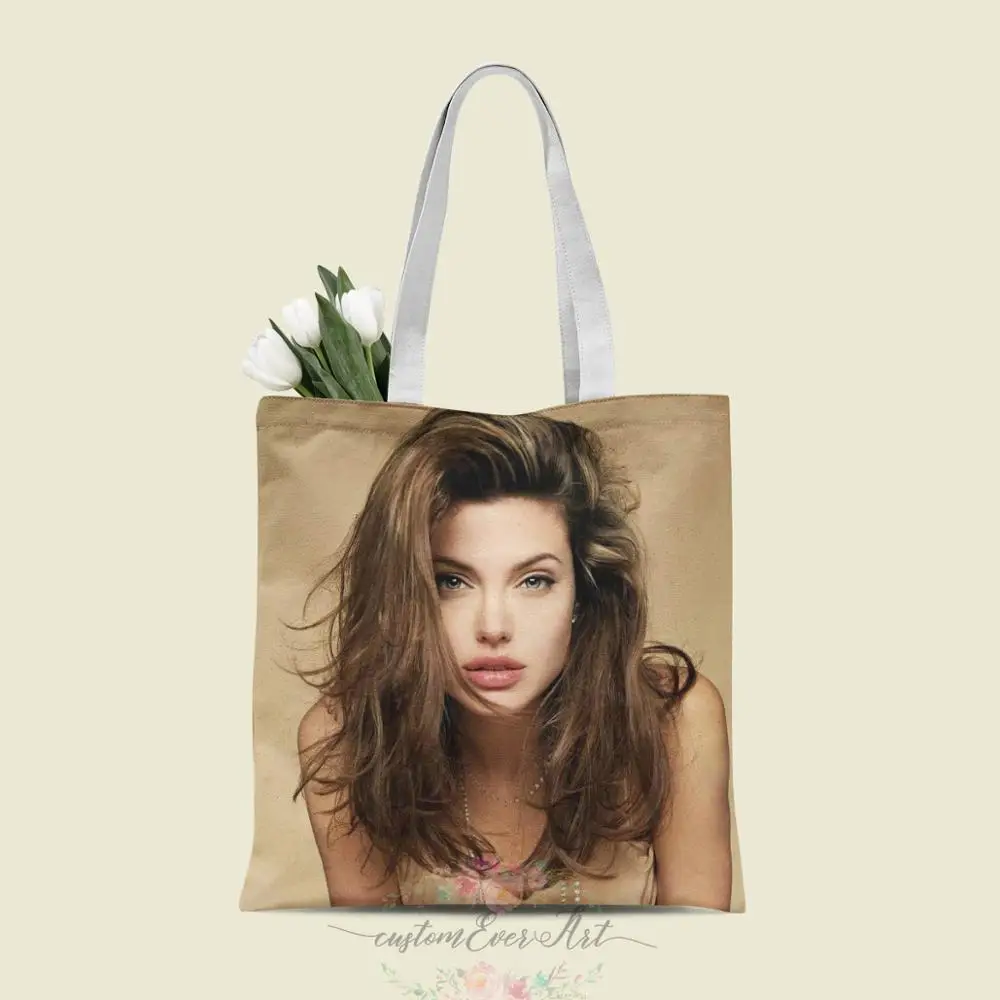 

Angelina Jolie tote bag custom canvas tote bags for women for teacher Birthday Bags Gift Bag personalized gifts
