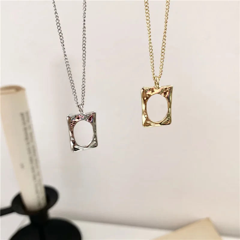 Simple Gold Silver Color Chain Hollow Geometric Square Choker Necklaces Women Minimalist Chocker Jewelry | Украшения и аксессуары