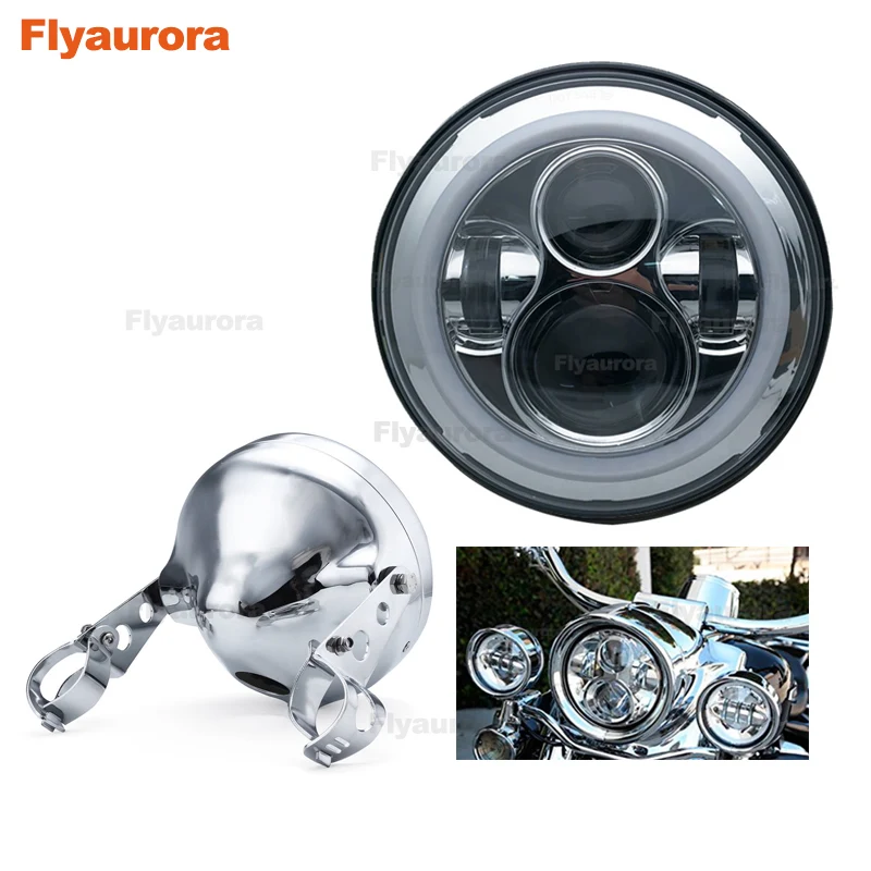Flyaurora 7 дюймов корпус ведро аксессуары для мотоциклов + фара мотоцикла Yamaha Honda