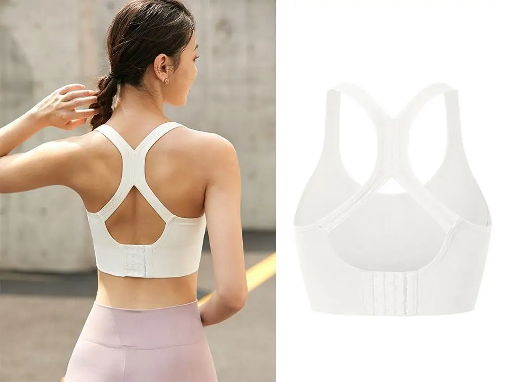 Elegant White Sexy Sports Bra Solid Back Yoga Tank Top Women Fitness Push up Gym Shockproof Seamless Shirt Running Workout Fast Dry Vest - Цвет: Elegant White