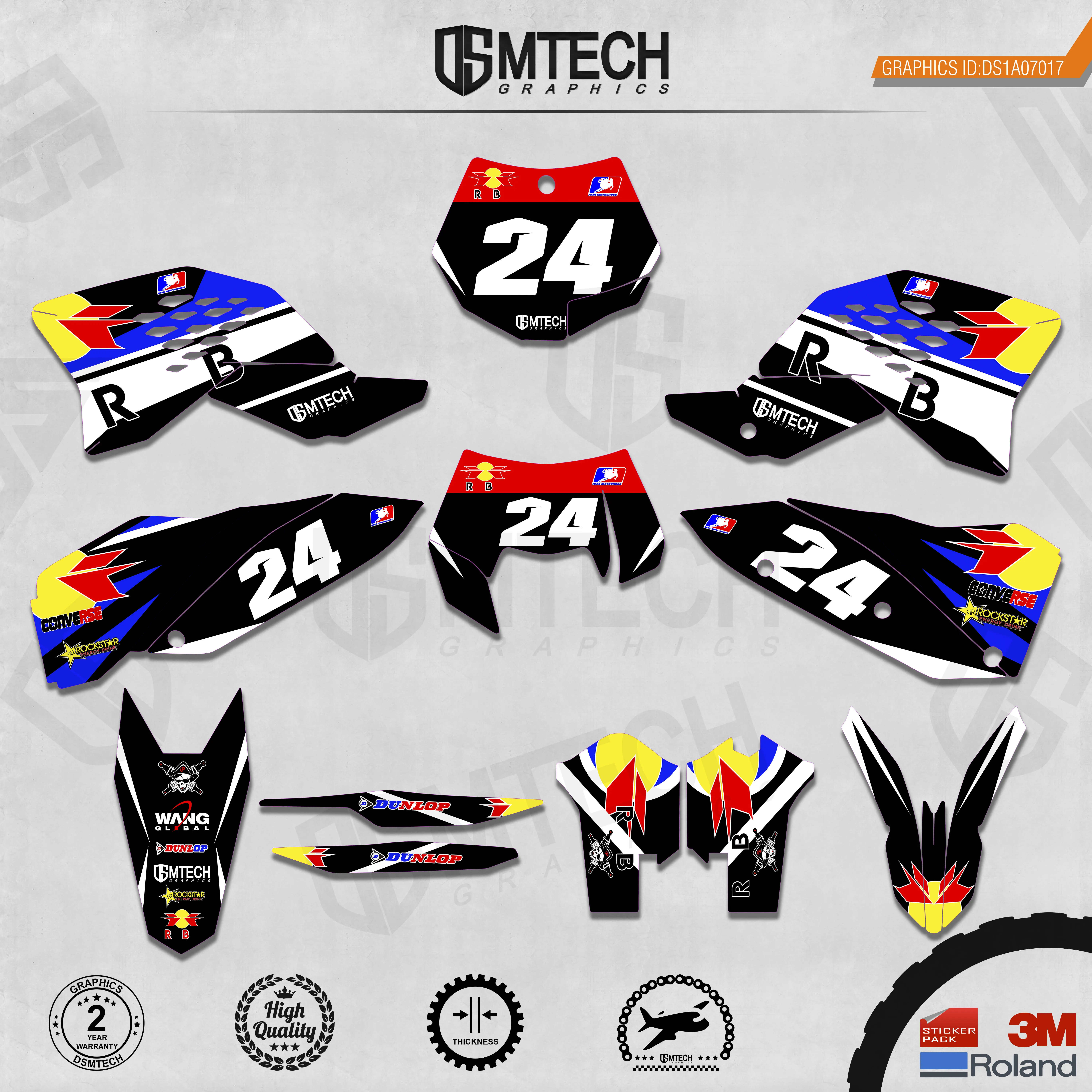 DSMTECH Customized Team Graphics Backgrounds Decals 3M Custom Stickers For 2007-2010 SXF   2008-2011 EXC  017