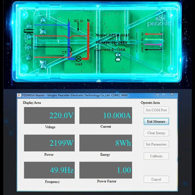 

PZEM-004T 3.0 Version Communication Module TTL Modbus-RTU AC Single Phase 100A