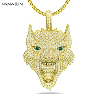 vanaxin mens lion head pendant animal pendant iced out necklace zircon hip hop necklace rock jewelry gift