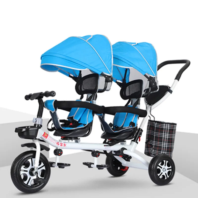 Second child, double children's tricycle, twin baby bicycle, infant trolley, portable 7-year-old large child