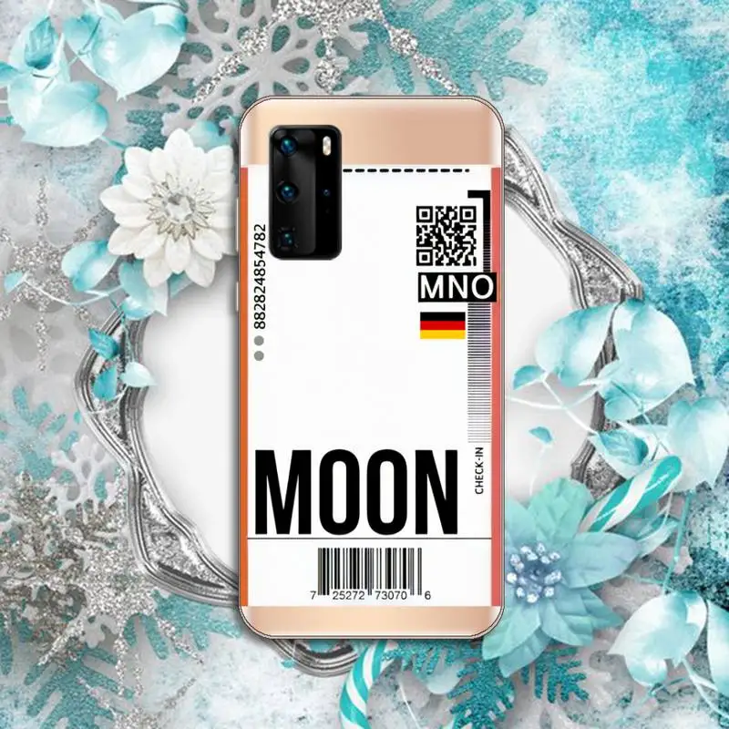 

Air ticket Phone Case Transparent for huawei honor P 40 30 20 lite Pro 10 i 8 9 x p smart 2019