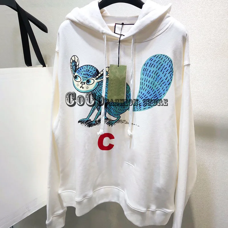 

Luxury designer HIGH END woman autumn letter jacquard Animal printing Loose long sleeve Hooded Hoodies sweatshirt women clothes